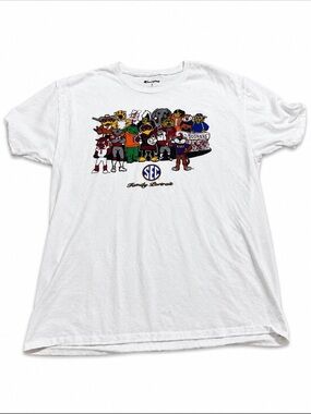 Champion SEC Family Portrait Mascot Graphic T-Shirt Men’s Large White College FB